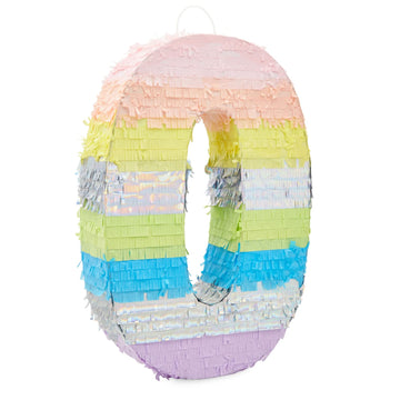 Blue Panda - Large Number 0 Pinata For Girl'S Birthday Party Decorations, Rainbow Pastel (21X14.4X4 In)