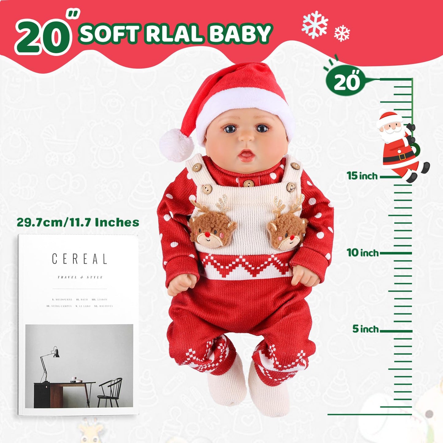 Babeside Festive Style Lifelike Reborn Baby Dolls - 20 Inch Feeling Realistic-Newborn Baby Dolls, Real Life Xmas Baby Dolls With Gift Box And Toy Accessories Gift For Kids Age 3+