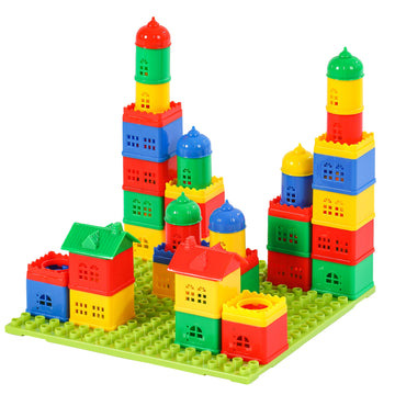 Kutoi Toddler Building Blocks For Kids Ages 4-8, Toddler Blocks Stacking Toys, Fun House Big Blocks Building Sets With 10” X 10” Baseplate, Educational Daycare Toys