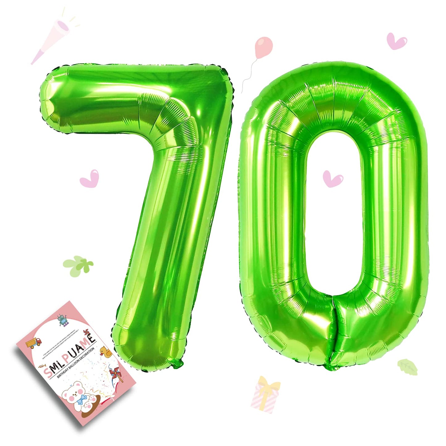 Smlpuame 40 Inch Number Balloon 0-9 Green Large Number 70 Balloons,Digital Balloons For Birthday Party Celebration Decorations S