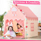 SISTICKER Kids Play Tent with Mat - Large Fairy Princess Castle, 47x41x51in, Pink Beige, Polyester, Model KP-CH-042