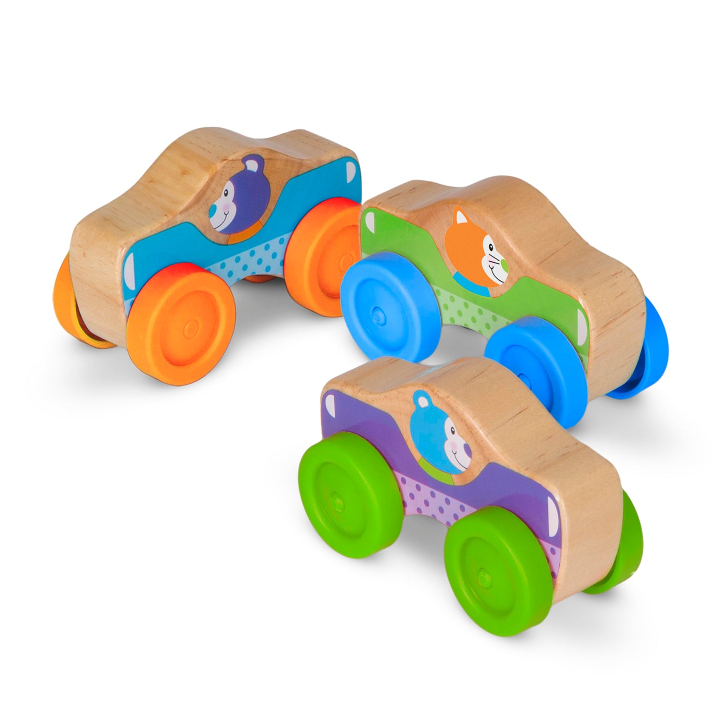 Melissa & Doug First Play Wooden Animal Stacking Cars (3 Pcs)