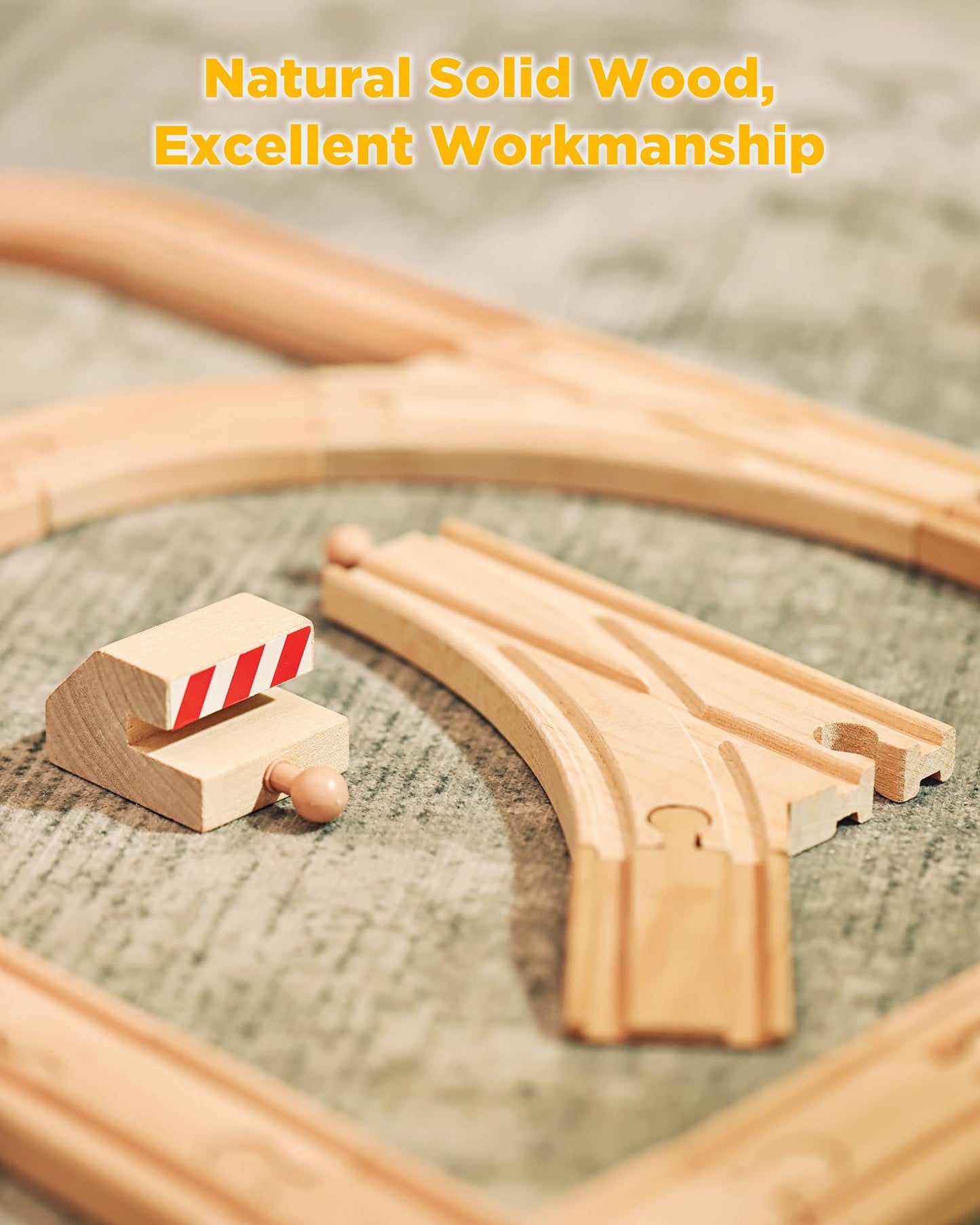 Sainsmart Jr. Wooden Train Track 52 Pcs, Track Expansion Compatible With All Major Brands Toddler Railway Toy Train Set Boys Train Set 3+