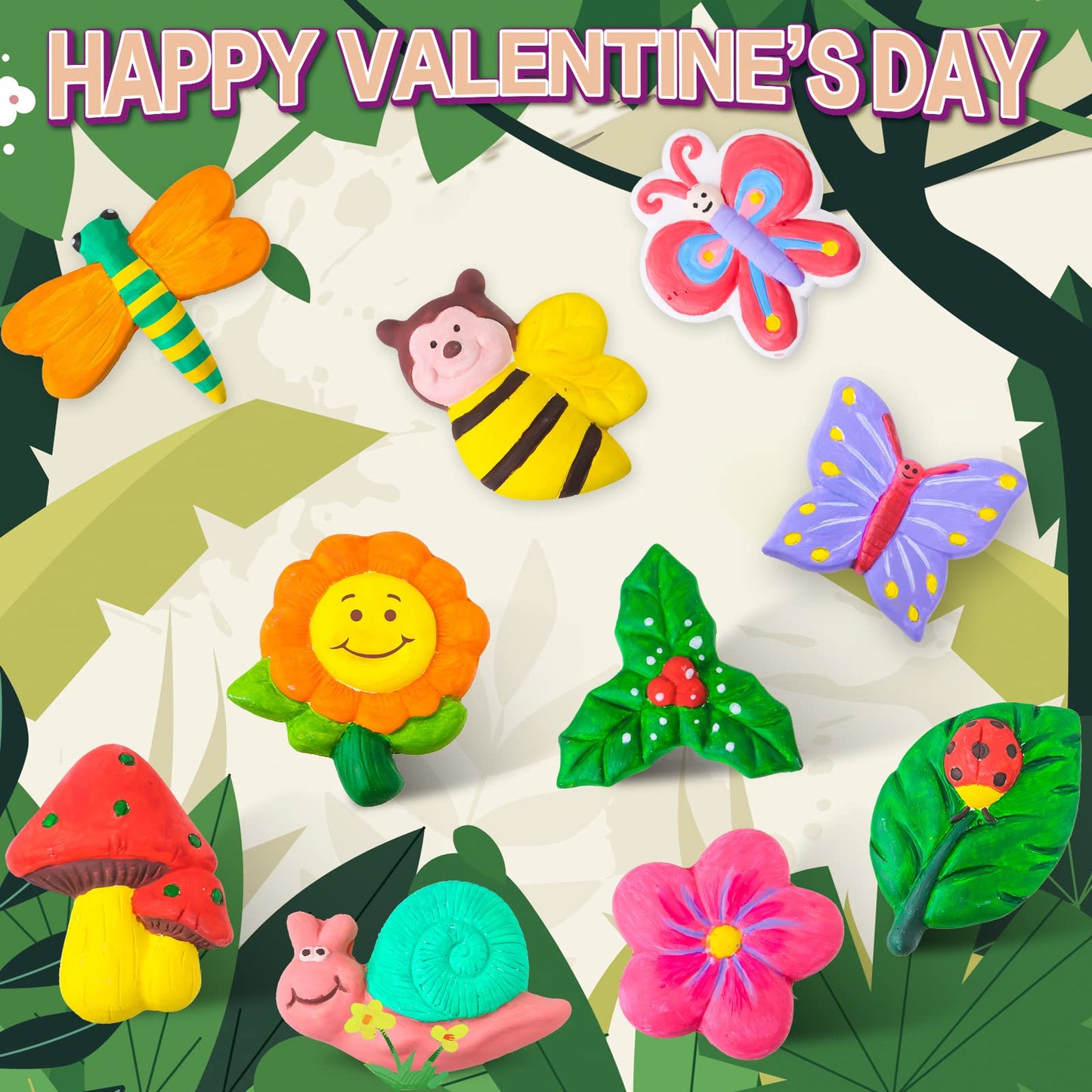 Shemira Valentines Day Cards for Kids- 24 Pack of Plaster Painting Kit with Valentines Greeting Cards for Kids, Valentines Sch