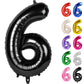 Black Number 6 Balloon 40 Inch, 6 Balloon Number, 6Th Birthday Decorations, Black Party Supplies For Boys Girls