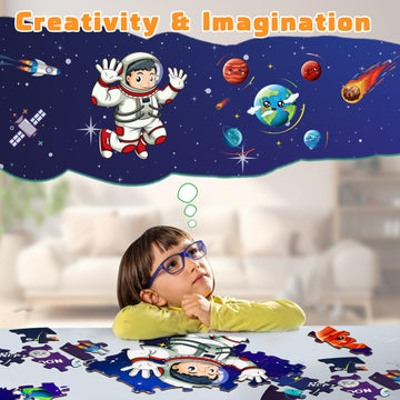 Floor Puzzles For Kids Ages 3-10 - Large 70 Piece Round Toddler Jigsaw Puzzles Toys - Preschool Learning Educational Gift (Solar