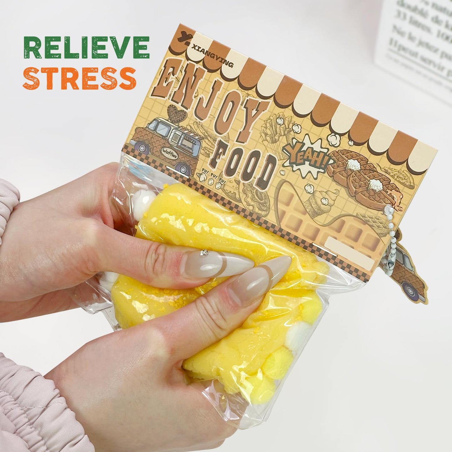 Taba Squishy Toys Valentines Cat Paw Cute Kawaii Squeeze Toys Sticky Squishy Fidget Toys Silicone Squeeze Toy for Stress Relief Cute Soft Toys Best Valentines Gift for Anniversary (Fried Corn)