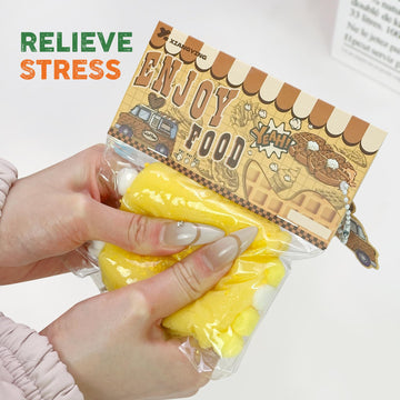 Taba Squishy Toys Valentines Cat Paw Cute Kawaii Squeeze Toys Sticky Squishy Fidget Toys Silicone Squeeze Toy for Stress Relief Cute Soft Toys Best Valentines Gift for Anniversary (Fried Corn)