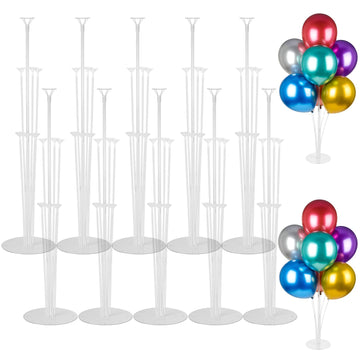 Voircoloria 10 Sets Balloon Stand Kits, Balloon Sticks Holders With Base For Table Graduation Birthday Baby Shower Gender Reveal