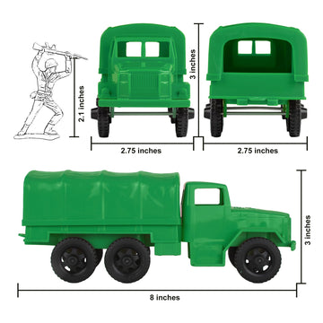 TimMee Plastic Army Men Trucks - Green M34 Deuce and a Half Cargo Vehicles US Made