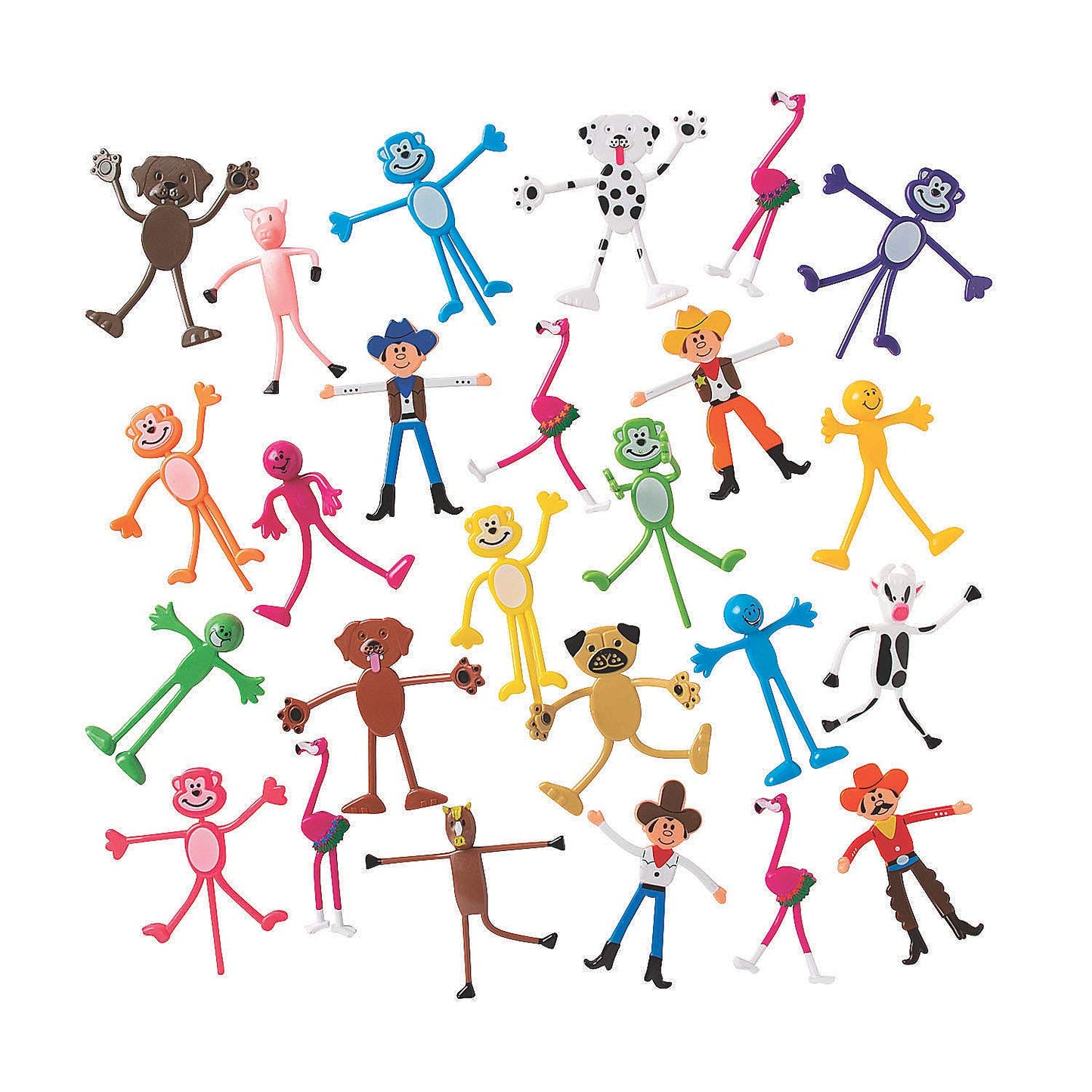 Mega Bendable Toy Bulk Assortment | 100 Pieces | Favors, Giveaways, Rewards, Gifts, Takeaways, Kids Birthday, Animal Theme, Vac