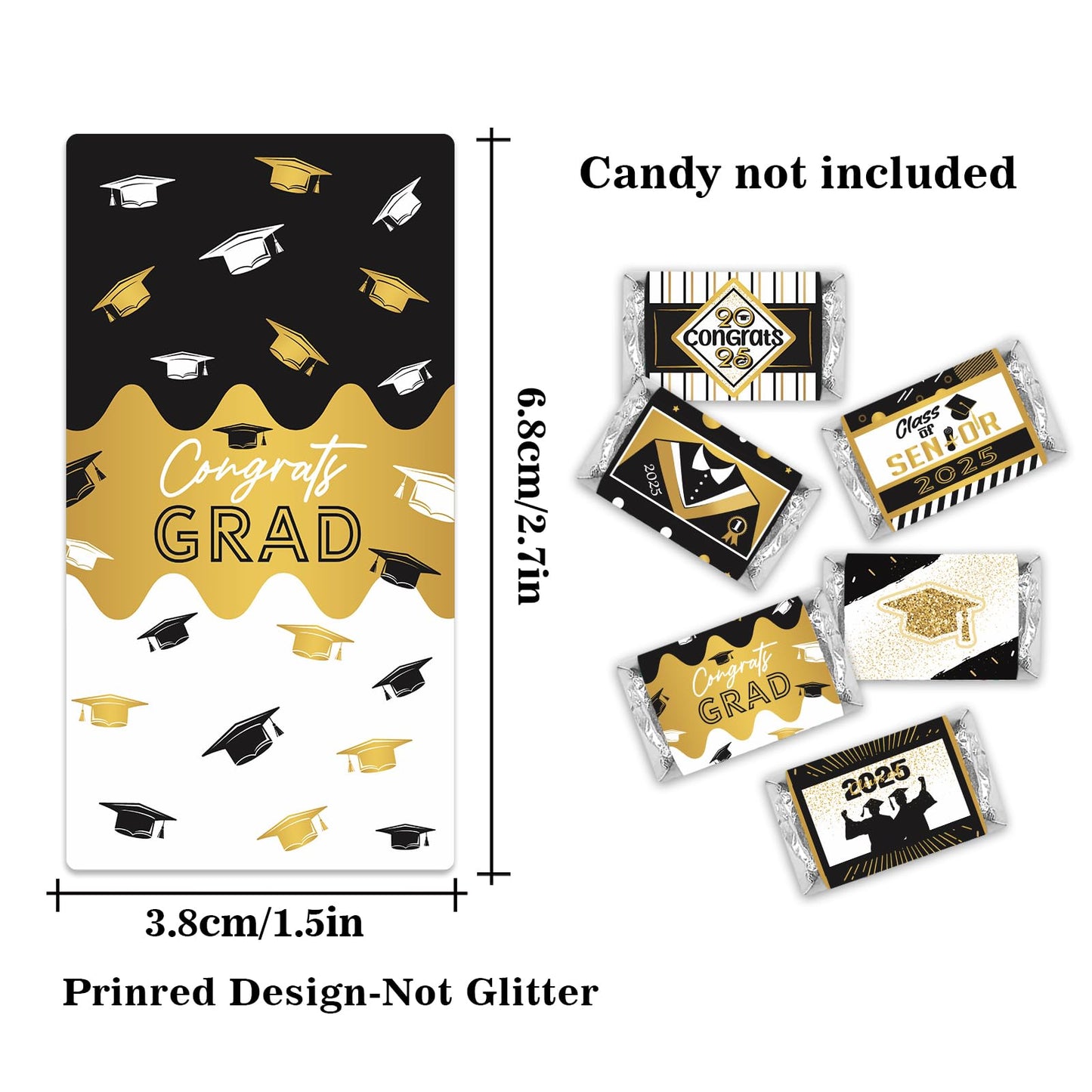 Graduation Candy Wrappers,Celebrating Graduation Mini Candy Wrapper Stickers,Chocolate Bar Labels, Class of 2025, Grad Party Fav