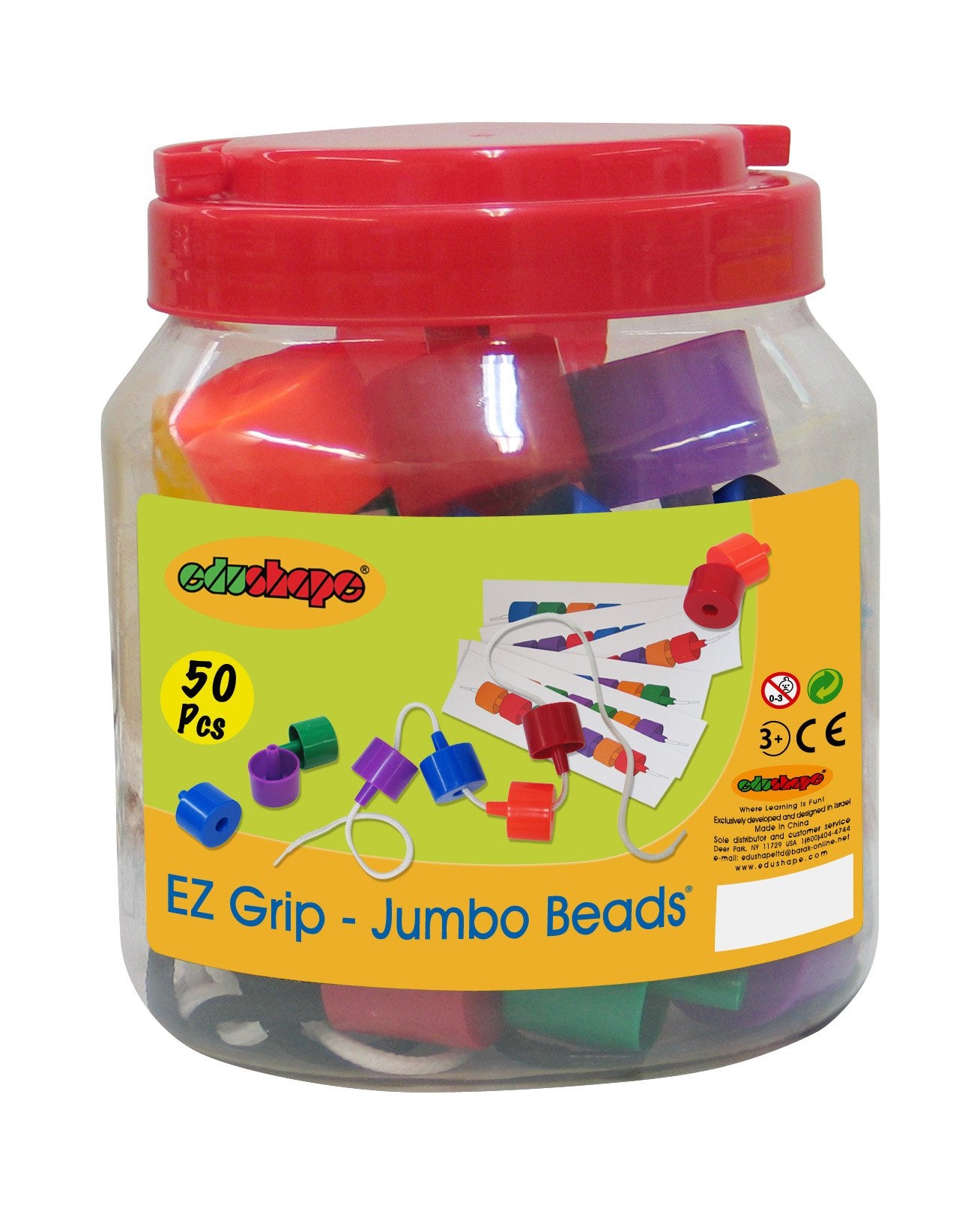 Edushape Ez-Grip Jumbo Beads, 58 Piece