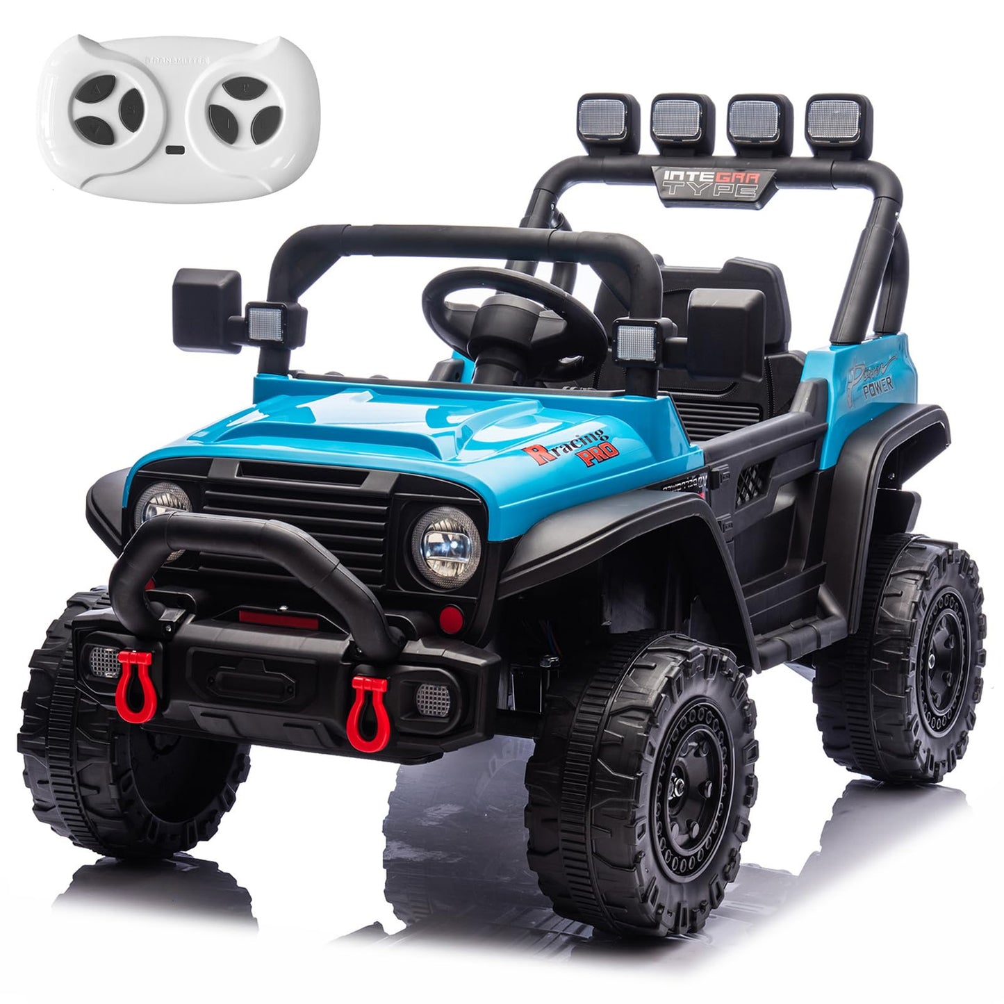 RunFast 12v Kids Ride on Car with Parent Remote Control Electric Ride on Toys for Kids 3-5 3.7mph Max Speed Battery Powered Large Seat with Safety Belt Aux Port Gift for Boy&Girl(Blue  12V)