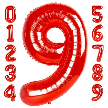Red 9 Balloon Number 40 Inch, Number 9 19 29 39 1989 Birthday Balloons Large Foil Mylar Decorations For Birthday Party, Engageme