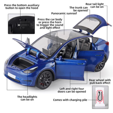 Oanmyjjo Toy Cars Y 1/24 Zinc Alloy Diecast Metal Model Car, Pull Back Toy Model With Light And Music, Suitable For Children Age