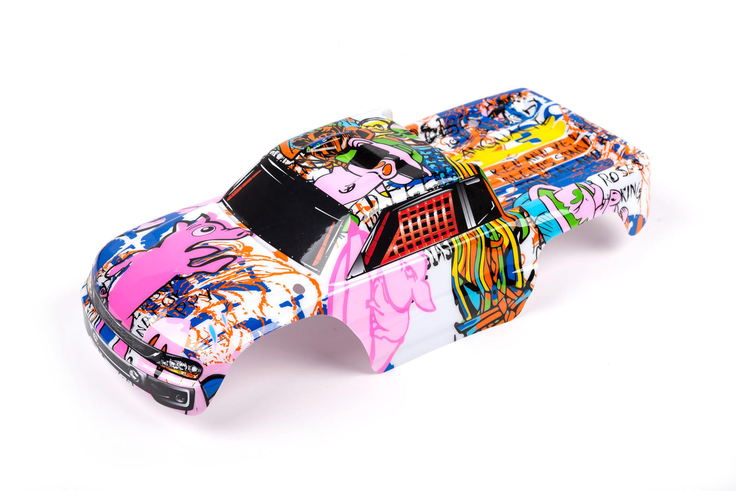 Custom Body Compatible for 1/10 Scale RC Car or Truck (Truck not Included) (Graffiti Pink Pig)