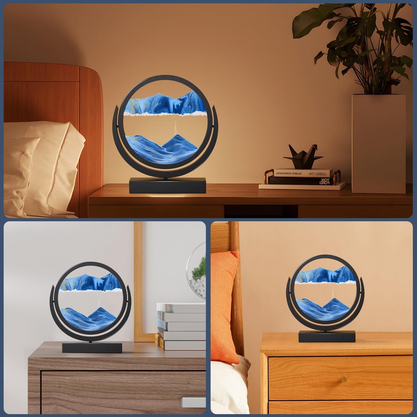 E-SHIDAI 3D Moving Sand Art Picture, Blue Glass Deep Sea Landscape, 7in, Model xiaoshahua-1