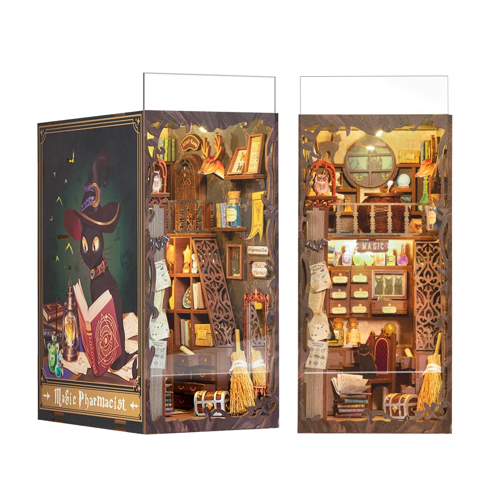 Cutebee Book Nook Kit - Diy Miniature House Dollhouse Kit For Adults And Teens, 3D Wooden Puzzle Booknook Build Bookshelf Decor, Gifts For Family And Friends