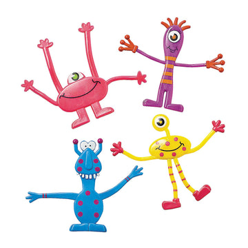 Fun Express Bendy Halloween Monster, Bendable Toys, Party Favors and Handouts (Bulk Set of 24)