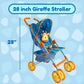 The New York Doll Collection Baby Doll Stroller - Blue Giraffe, Foldable Fabric Toy Stroller for Toddlers 3-10 Years