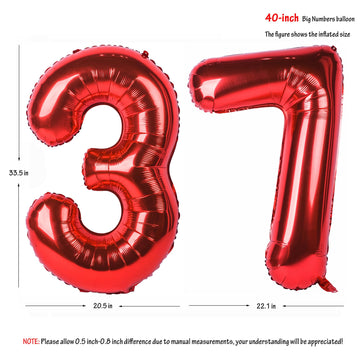 40 In Red Number Balloons Helium Foil Mylar Balloon Birthday Party Banquet Decoration Digital 37