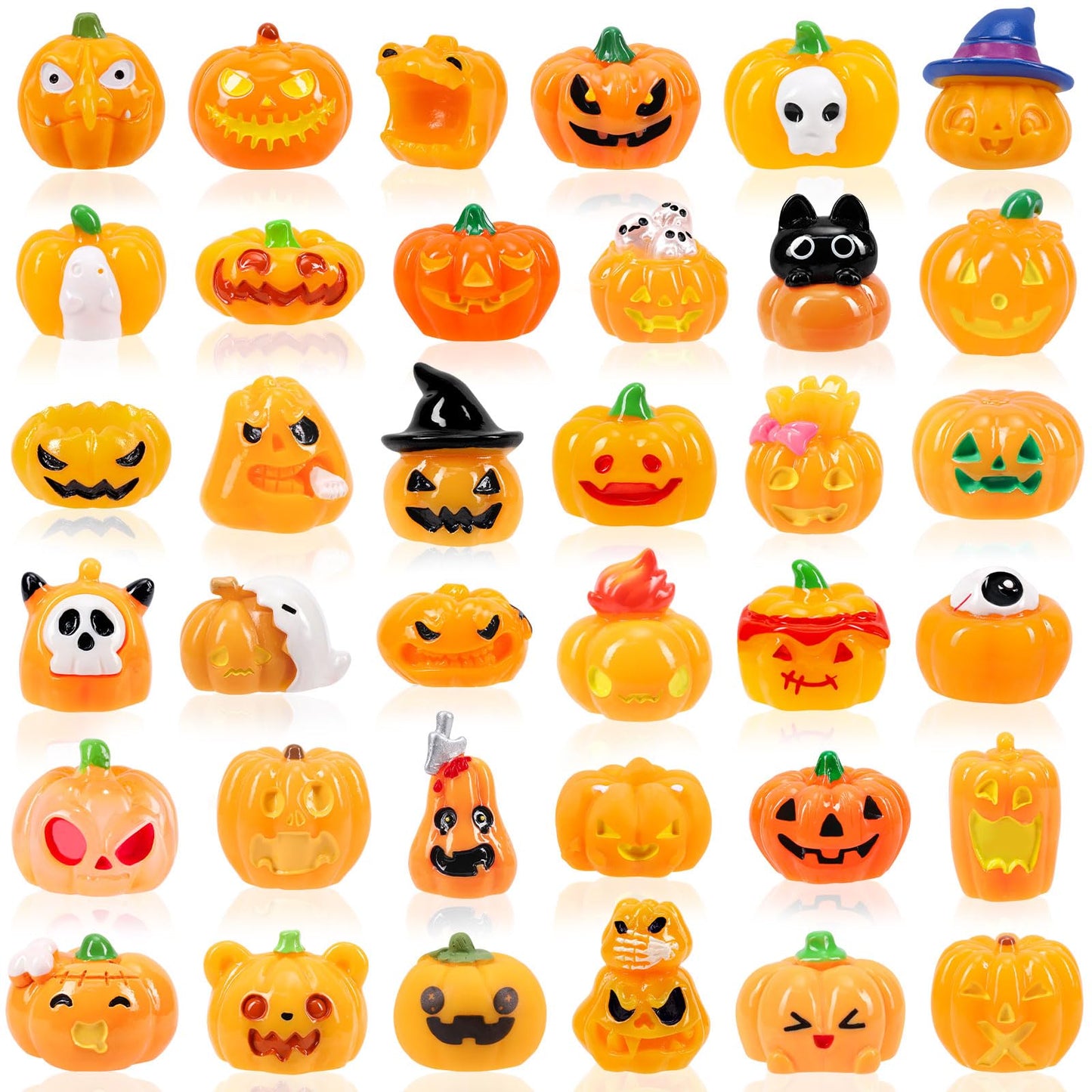 36 Pcs Halloween Mini Resin Pumpkins 36 Style Cute Tiny Resin Figurines To Hide Bulk Miniature Pumpkin Charms For Halloween Part