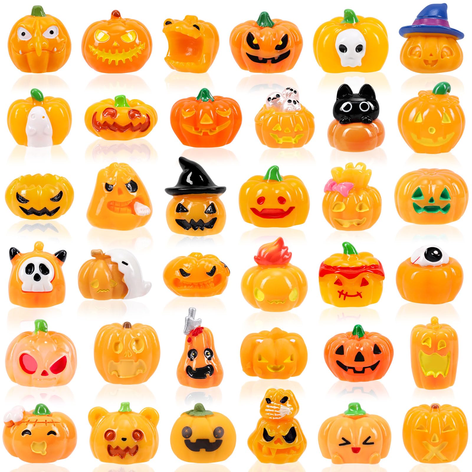36 Pcs Halloween Mini Resin Pumpkins 36 Style Cute Tiny Resin Figurines To Hide Bulk Miniature Pumpkin Charms For Halloween Part