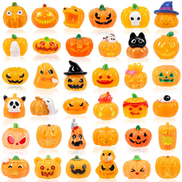 36 Pcs Halloween Mini Resin Pumpkins 36 Style Cute Tiny Resin Figurines To Hide Bulk Miniature Pumpkin Charms For Halloween Part
