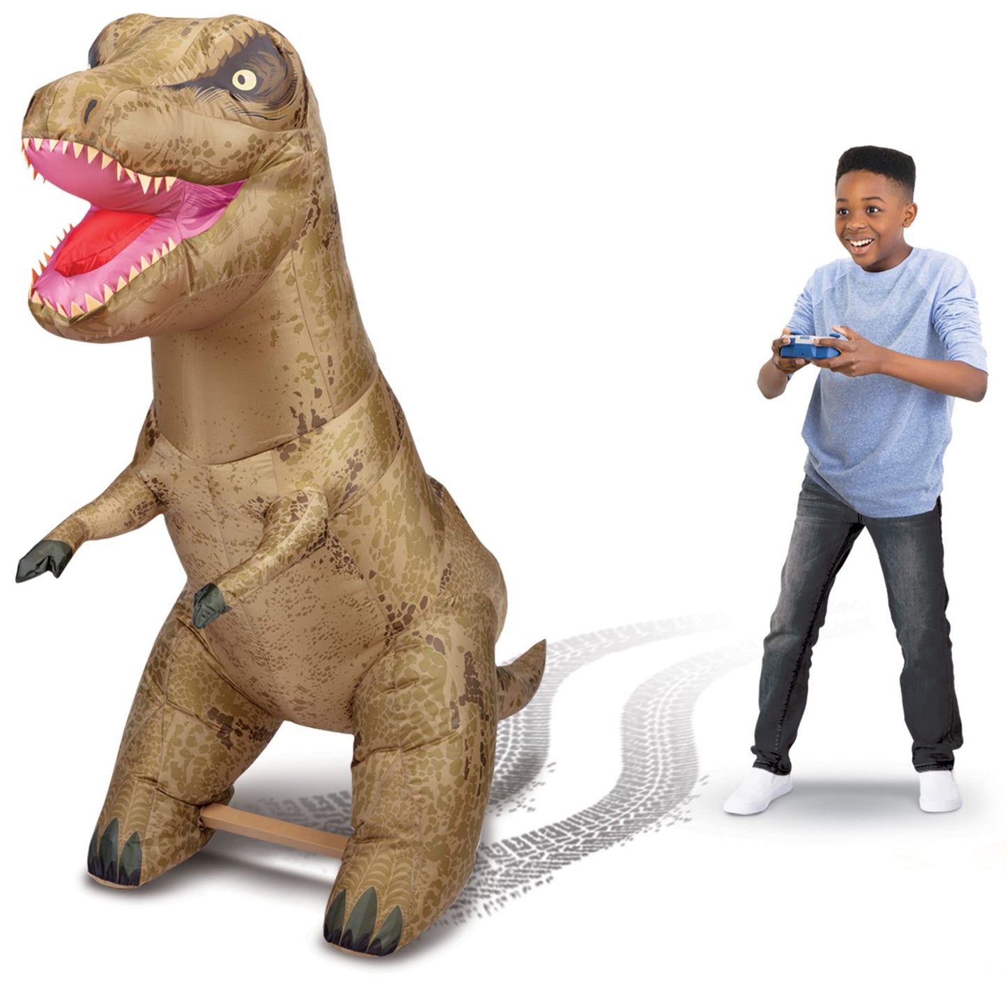 AIRTITANS Jurassic World Inflatable T Rex RC - 6 ft Long Nylon Dinosaur with Stomping & Roaring Action - Model 154231-1SOC