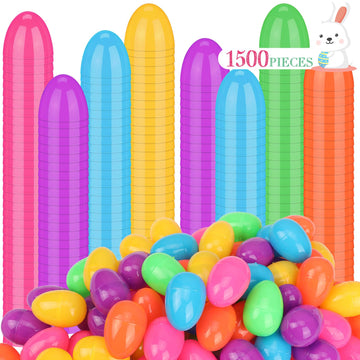 Threan 1500 Pcs Easter Eggs Bulk Colorful Plastic Kids Eggs For Easter Hunt Game Basket Stuffer Party Favors School Classroom Pr