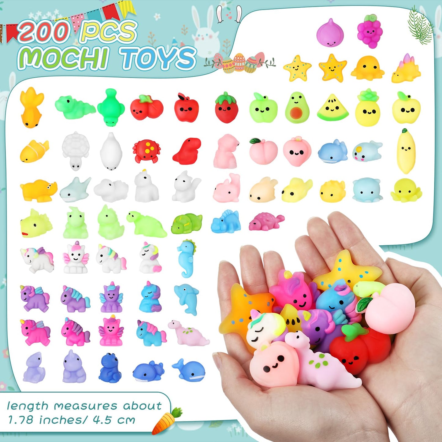 Sosation 200 Pcs Kawaii Toys Dinosaur Unicorn Sea Animals Fruit Stress Toy Birthday Party Favors Stuffers Goodie Bags Stress Toy