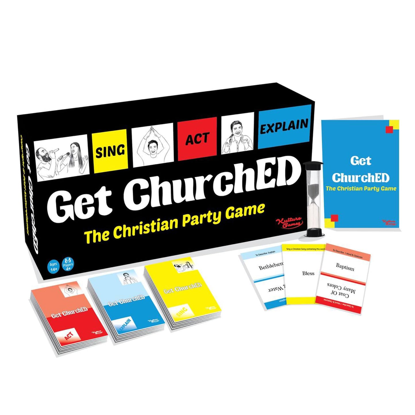 Kulture Games Get ChurchED - Christian Party Game for Family & Youth - Bible Trivia & Charades - Red Cardboard