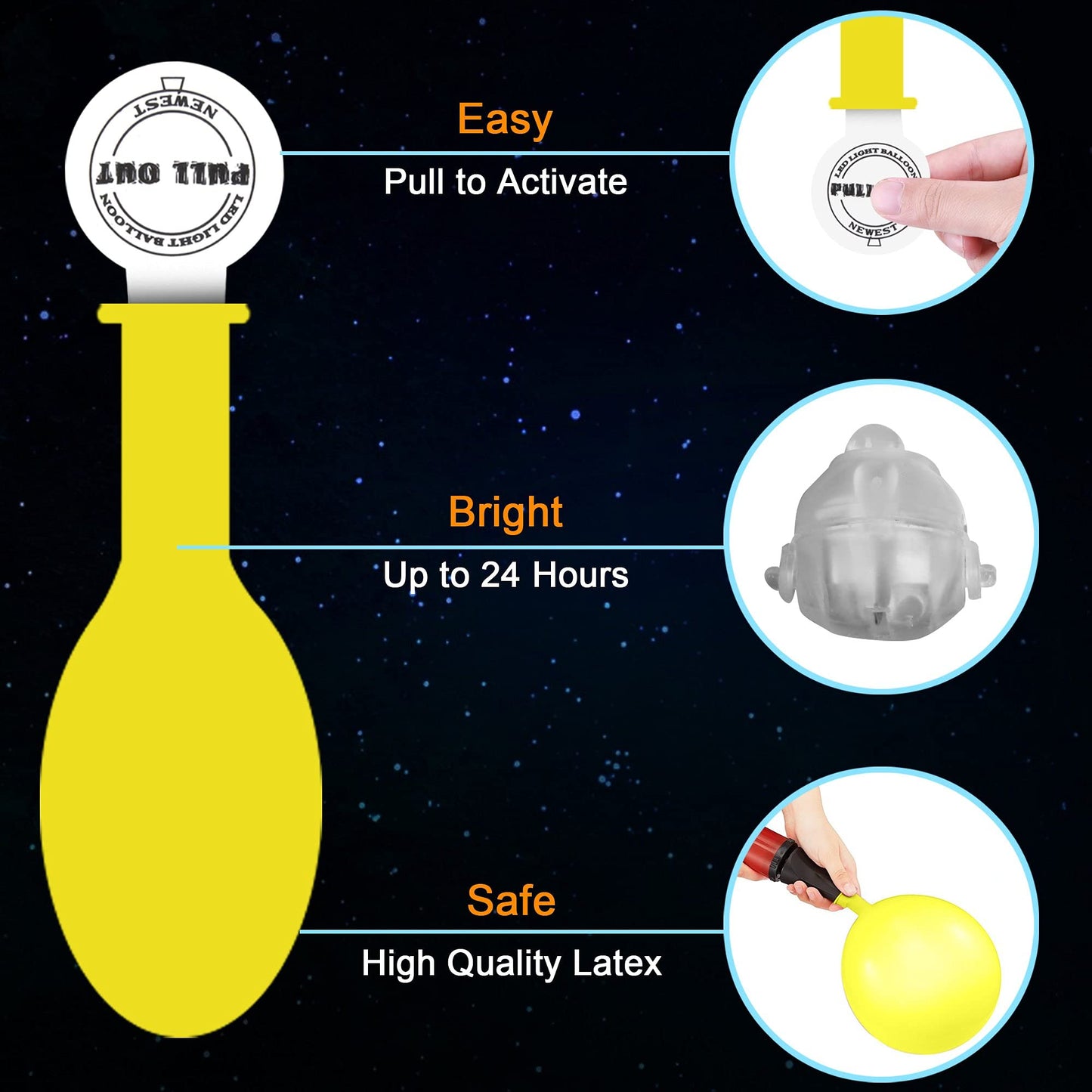 Ifunow Led Balloons Flashing, 32 Pack, 8 Colors Light Up Balloons, Lasts 12-24 Hours For Glow In The Dark Party Supplies, Birthd