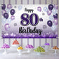 LASKYER Happy 80th Birthday Decorations,80th Purple Balloon Large Birthday Banner Backdrop Sign,Cheers to Eighty Years Old Bday 