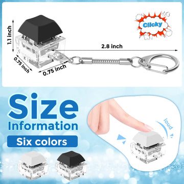 Keyboard Fidget Toys  Keyboard Fidget Keychain Keyboard Decompression Toys Keyboard Fidget Toy Button Stress Relief Gifts for mature-themed and Kids Finger Clicker Toys ADHD Toy Cool Fidgets(White and Black)