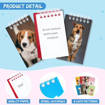 24 Pieces Mini Notebooks Dog Themed Party Favor Puppy Animal Notepads Spiral Pocket Notebooks Birthday Teacher Classroom Rewards Supplies For Kids Party Goody, 2.36 X 3.94 Inches (Lovely Style)