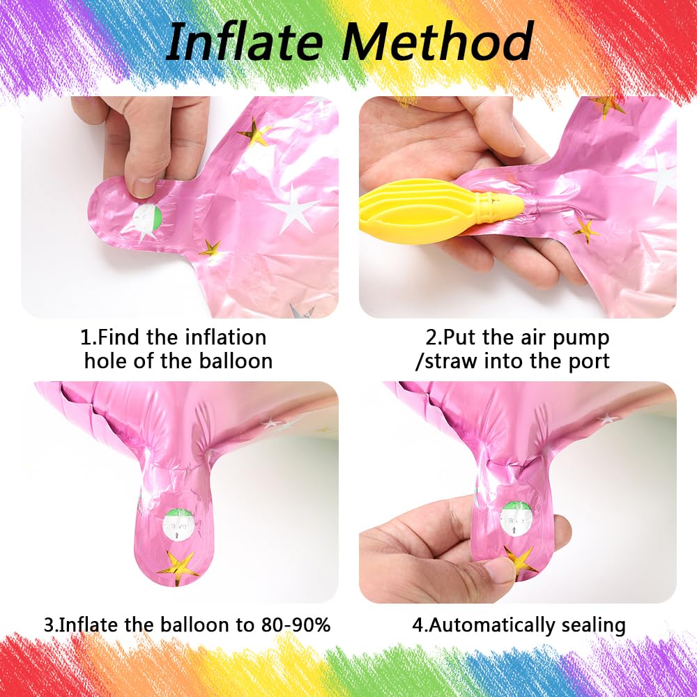 Unicorn 4Th Birthday Party Decorations For Girl Purple Pink Unicorn Party Theme Balloon Set, Large Rainbow Unicorn Helium Balloo