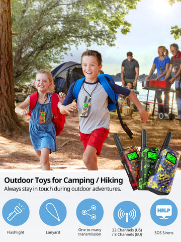 Inspireyes Walkie Talkies For Kids Rechargeable, 48 Hours Working Time 2 Way Radio Long Range, Outdoor Camping Games Toy Birthda