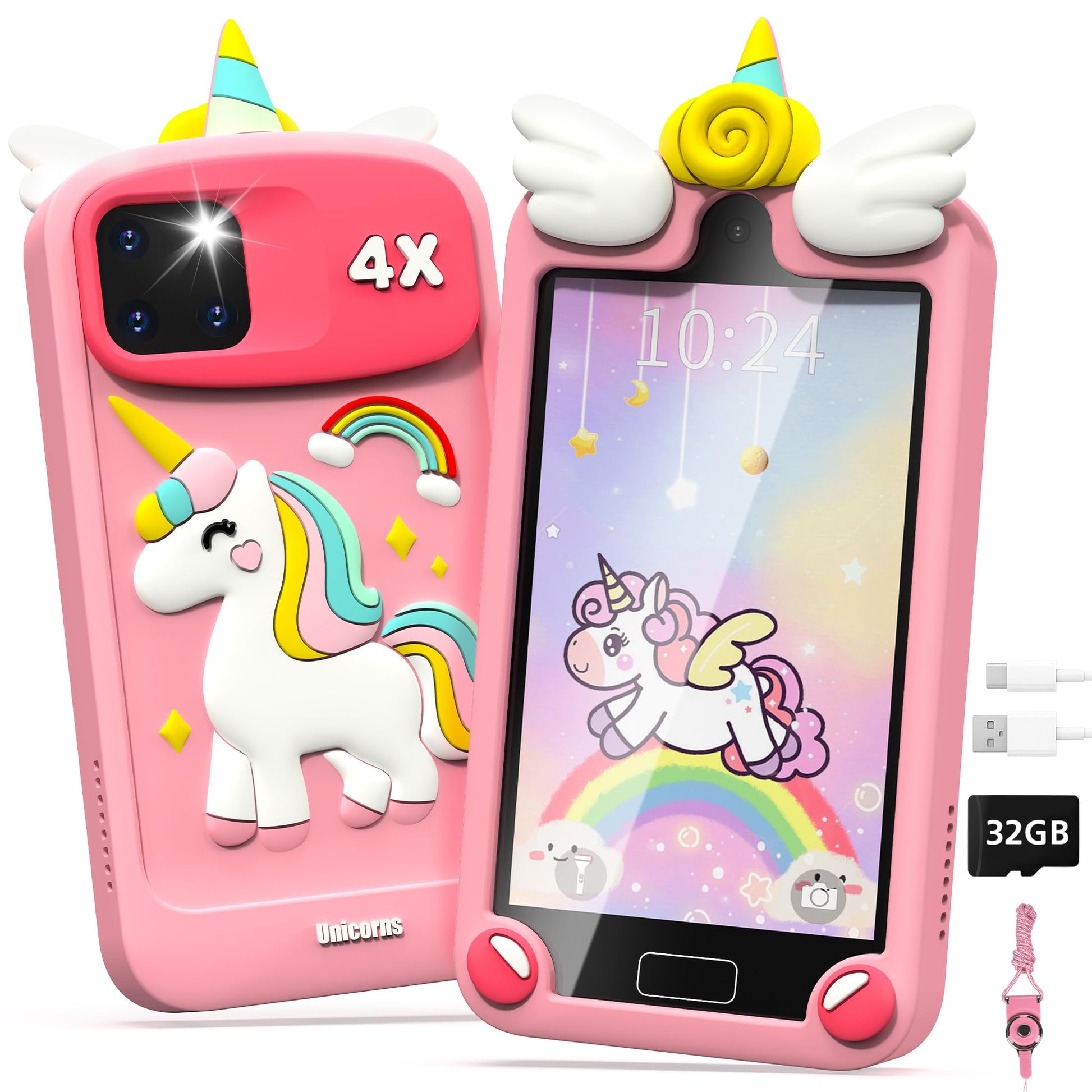 YIFOCO Kids Smart Phone, 4 Touchscreen Dual Camera, 24 No-WiFi APPs & 28 Educational Games, Christmas Birthday Gifts for Girls 3