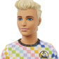 Barbie Ken Fashionistas Doll #174 With Sculpted Blonde Hair Wearing A Surf-Inspired Checkered Shirt, Stone Wash Denim Shorts & W