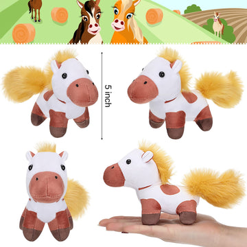 8 Pieces Plush Pets 5 Inch Stuffed Animals Bulk Assorted Cute Stuffed Pet Animal Plush Toys Small Plush Animals For Halloween Kid Classroom School Pet Party Favors Supplies Decoration (Horse)