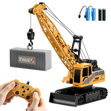 Dwi Dowellin Remote Control Crawler Crane for Boys,11-Channel 2.4GHz RC Construction Crane Toy for Kids Age 3 4-7 8 9 10 Year Ol