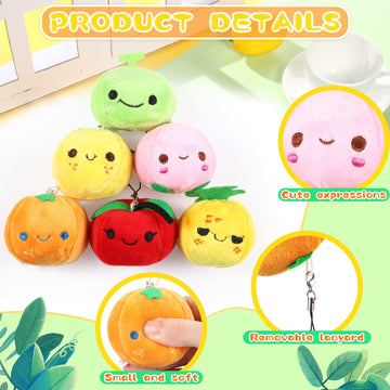 6 Pcs Soft Mini Plush Fruits Colorful Stuffed Fruits Lovely Peach Orange Pineapple And Cantaloupe For Toddlers Backpack Keychain Easter Eggs Fillers Basket Stuffers Birthday Gifts Party Decor