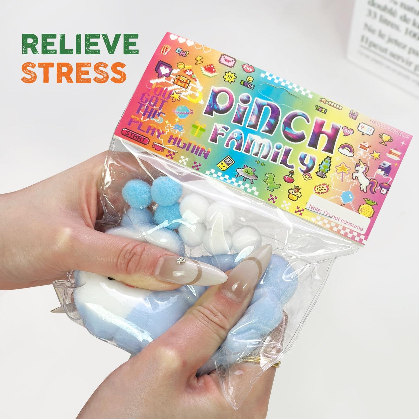 Taba Squishy Toys Valentines Cat Paw Cute Kawaii Squeeze Toys  Sticky Squishy Fidget Toys Silicone Squeeze Toy for Stress Relief Cute Soft Toys Best Valentines Gift for Anniversary (Caterpillar Blue)