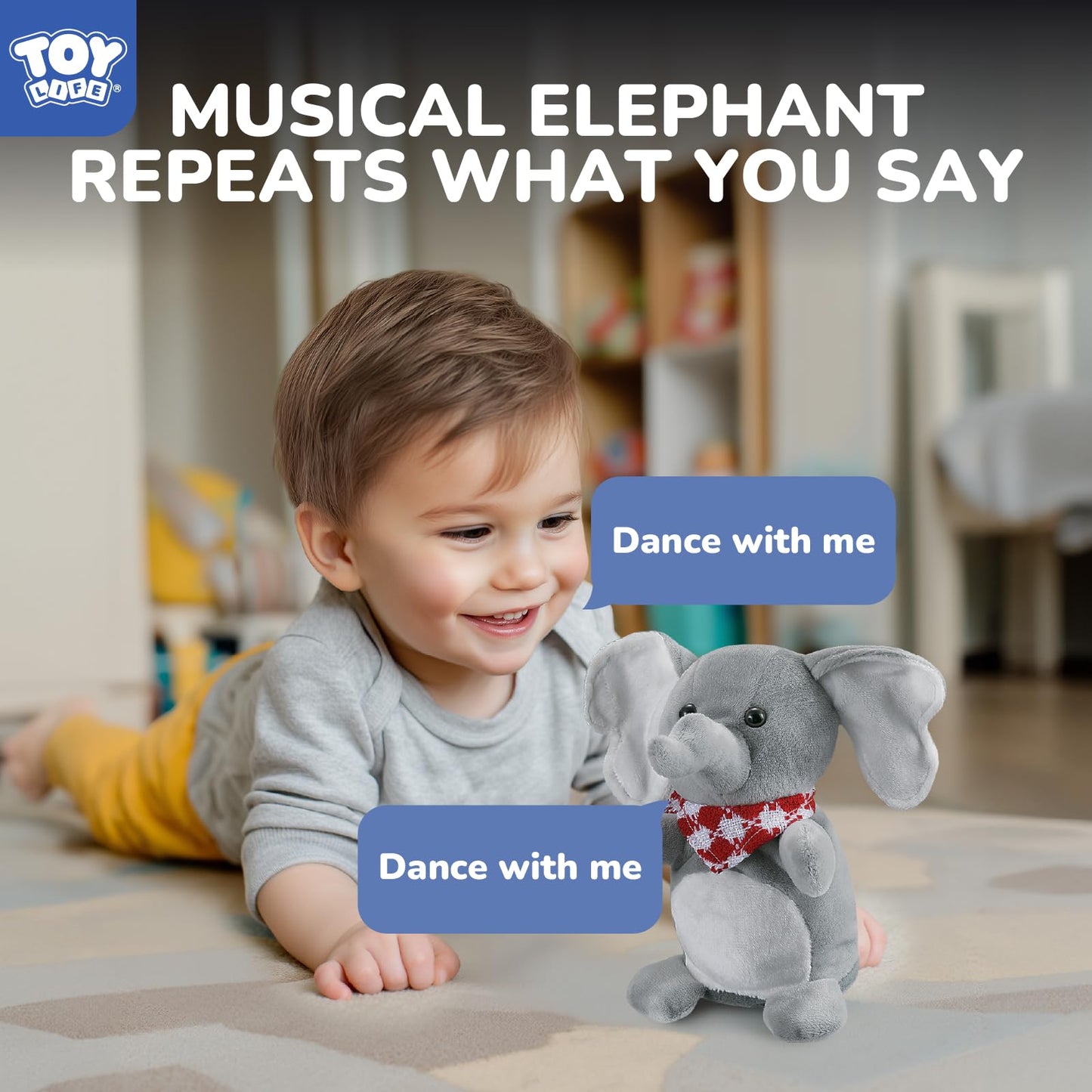 TOY Life Baby Toys for 6-12 Months, Newborn Baby Musical Talking Toys Plush Talkback Elephant Infant Toy for Babies Gifts