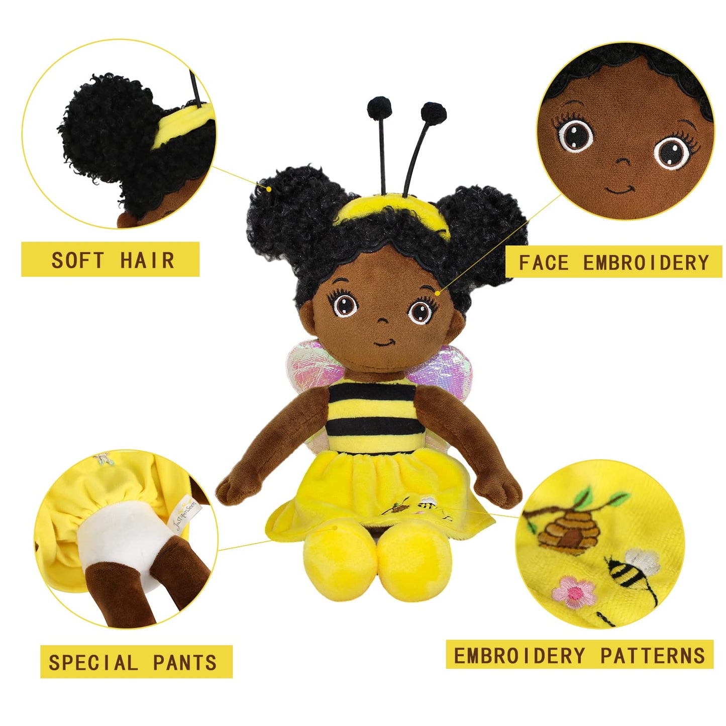 Justqunseen Black Baby Doll, Black Doll African American Baby Doll, 12    Rag Doll For Girls Soft Baby Doll Gifts, Dolls For 2 3