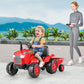 Costzon 2-In-1 Ride On Tractor, 12V Kids Ride On Car W/Detachable Trailer, Remote Control, Wireless Connection, Horn, Music/Lights/Spring Suspensions, Tractor Toys For Kids (Plastic Tires, Red)