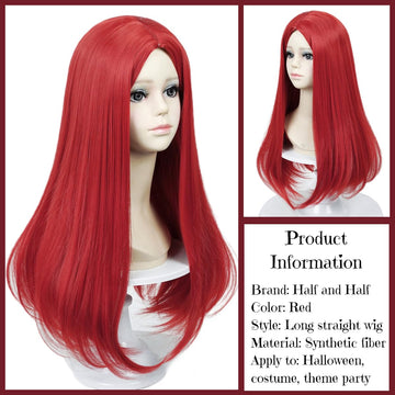 Kids Sally Wig Long Straight Kids Red Wig, 23.6'' Red Sally Wig For Kids Girls Toddler, Sally Costume Wig Synthetic Fiber Hair F