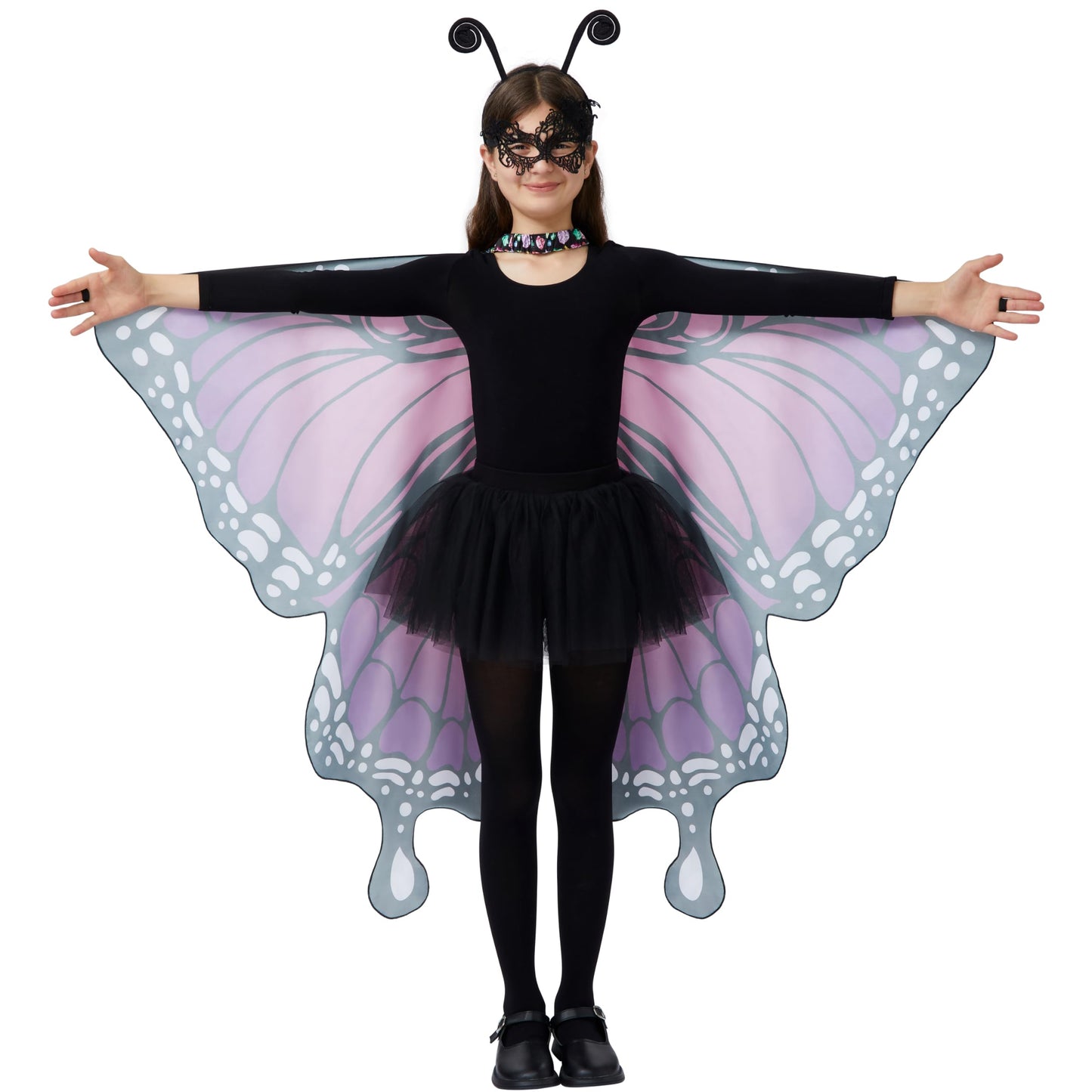 Spooktacular Creations Purple Butterfly Wing Kids  Halloween Butterfly Costume for Girls with Lace Mask and Bug Headband for Halloween Costume Party